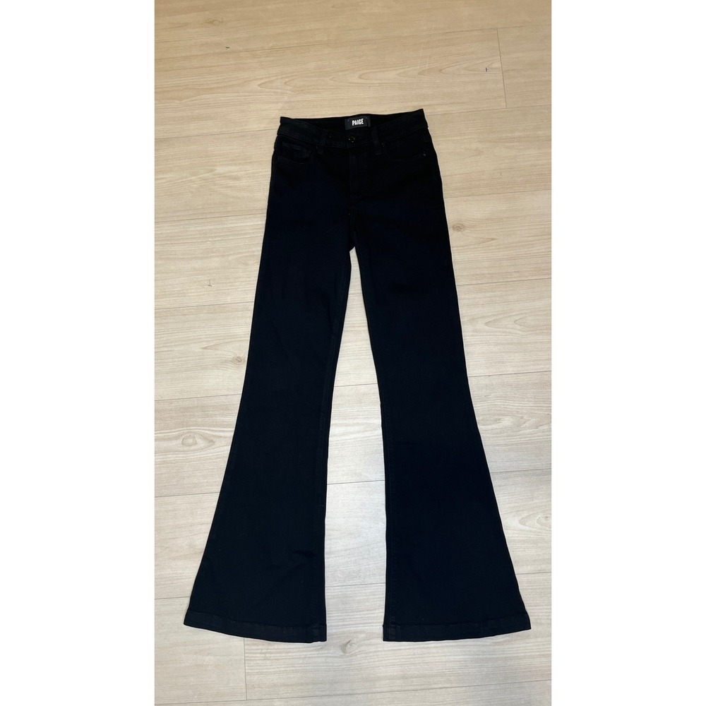PAIGE Genevieve High Rise Flare Jeans Black Size 24 Stretch Denim NWOT